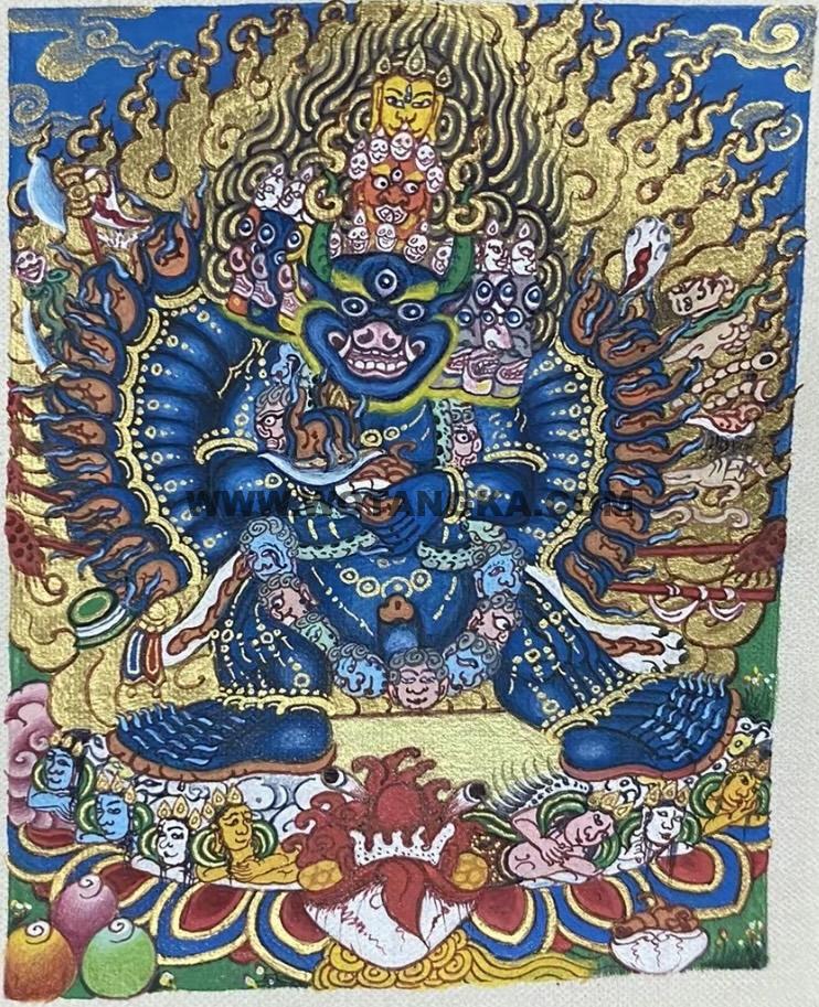 编号118-6042560：彩绘小唐卡-大威德金刚（长方形·5*4CM左右）