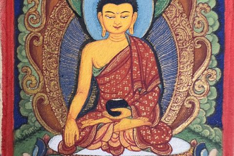 编号118-6248001：彩绘小唐卡-释迦牟尼佛（长方形·5*4CM左右）