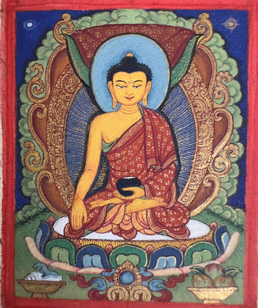 编号118-6248001：彩绘小唐卡-释迦牟尼佛（长方形·5*4CM左右）