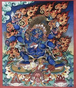 编号118-6690604:彩绘小唐卡-六臂玛哈嘎拉(长方形·5*4CM左右)