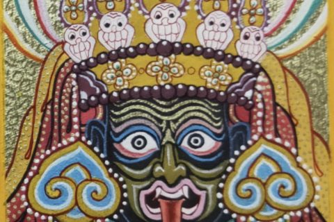 编号118-6765987：彩绘小唐卡-扎基拉姆（长方形·5*4CM左右）