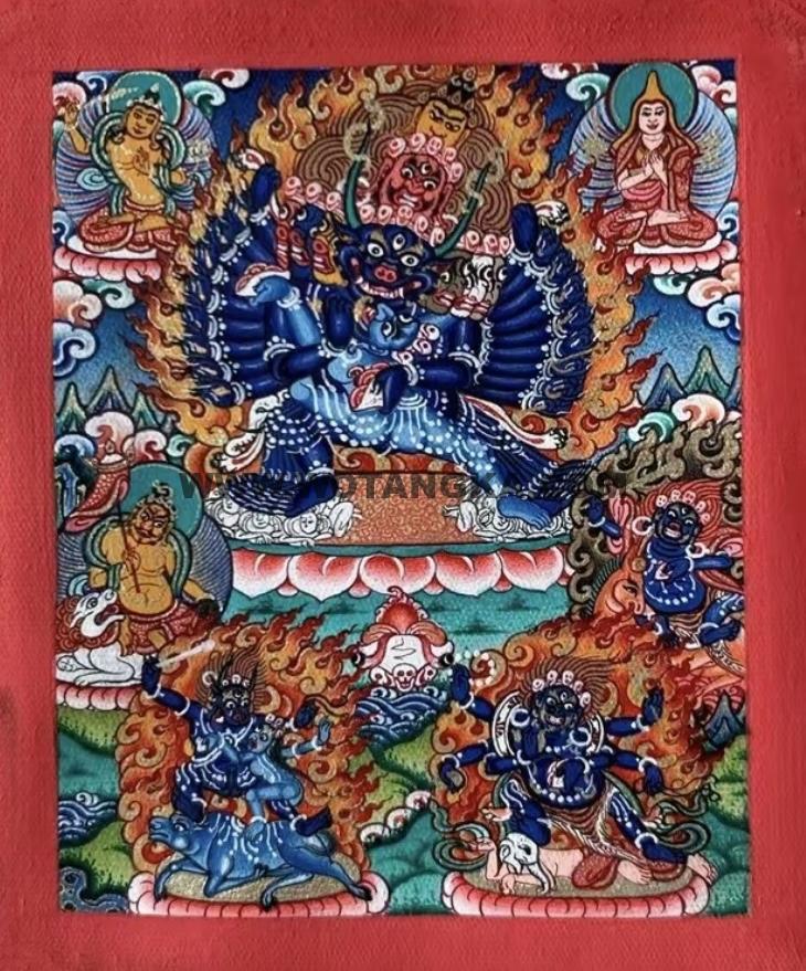 编号118-6868363：彩绘小唐卡-大威德金刚（长方形·5*4CM左右）