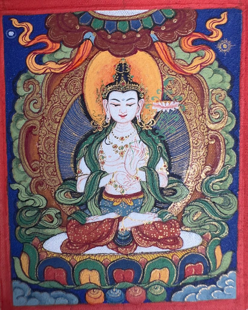 编号118-7050956：彩绘小唐卡-大势至菩萨（长方形·5*4CM左右）