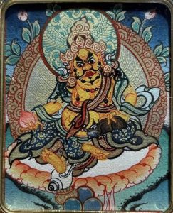 编号118-7225053:彩绘小唐卡-黄财神(长方形·5*4CM左右)
