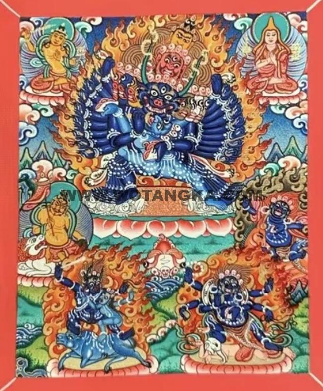 编号118-7246505：彩绘小唐卡-大威德金刚（长方形·5*4CM左右）