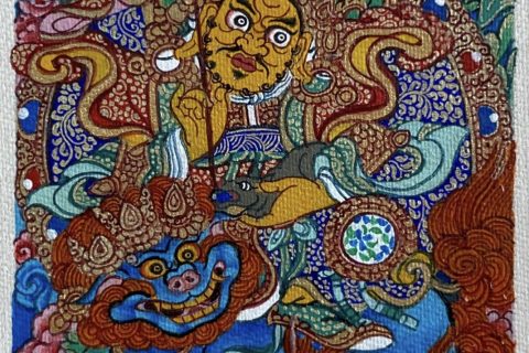 编号118-7360323：彩绘小唐卡-财宝天王（长方形·5*4CM左右）