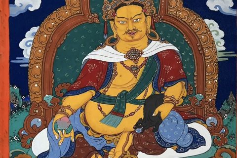 编号118-7491672：彩绘小唐卡-黄财神（长方形·8*5CM左右）