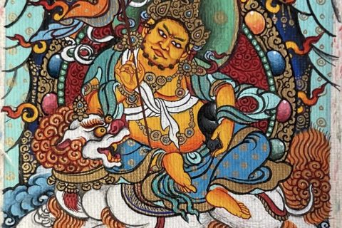 编号118-7543740：彩绘小唐卡-财宝天王（长方形·5*4CM左右）