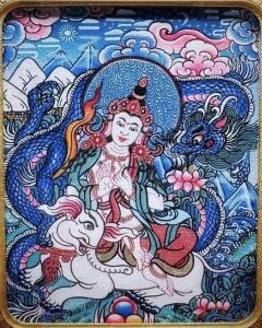 编号118-7615797:彩绘小唐卡-普贤菩萨(长方形·5*4CM左右)