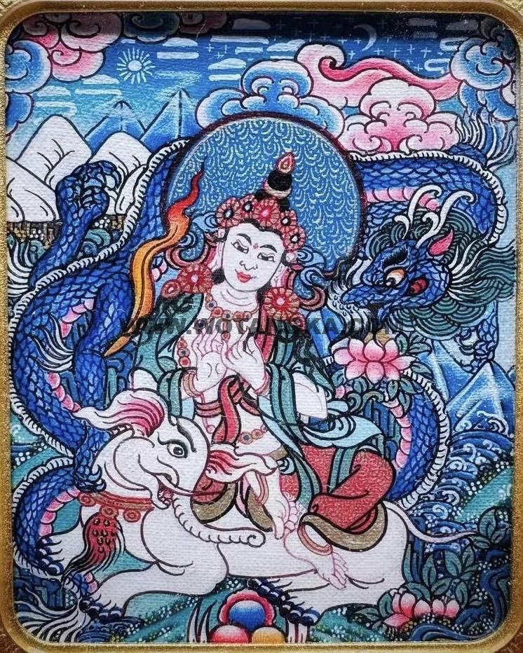 编号118-7615797：彩绘小唐卡-普贤菩萨（长方形·5*4CM左右）