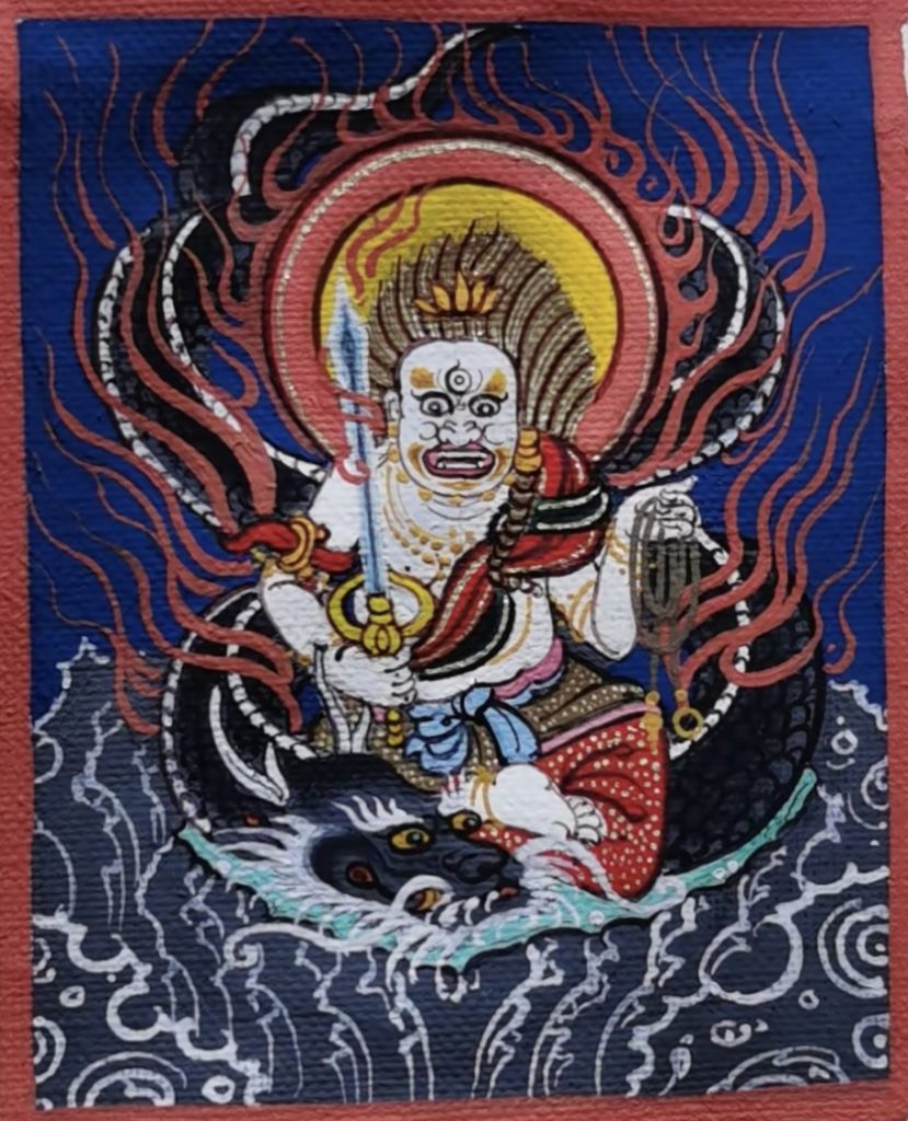 编号118-7626328：彩绘小唐卡-不动明王（长方形·5*4CM左右）