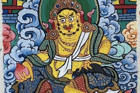 编号118-7723160：彩绘小唐卡-黄财神（长方形·5*4CM左右）