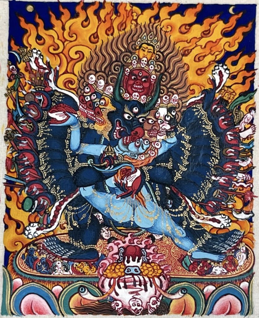 编号118-7814425：彩绘小唐卡-大威德金刚（长方形·5*4CM左右）