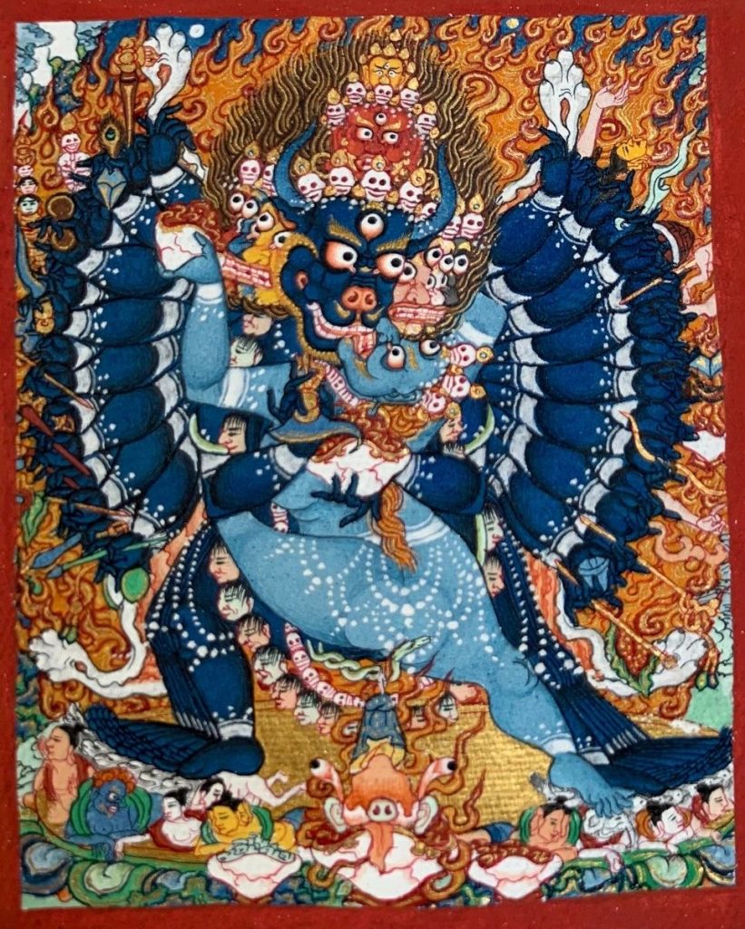 (968)✿特価★極楽寺西垣書宗興書★平安堂表装★彩鳳無丹宵掛軸★ 编号138-455460：蓝金唐卡-阿弥陀佛（70*50CM左右） | 沃唐卡www