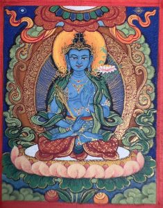 编号118-8390867：彩绘小唐卡-虚空藏菩萨（长方形·5*4CM左右）