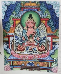 编号118-8556098:彩绘小唐卡-长寿佛(长方形·5*4CM左右)