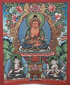 编号118-8567408:彩绘小唐卡-长寿佛·长寿三尊(长方形·5*4CM左右)