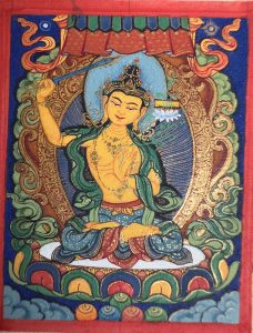 编号118-8681844：彩绘小唐卡-文殊菩萨（长方形·5*4CM左右）