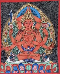 编号118-8969838:彩绘小唐卡-一面十二臂文殊菩萨(长方形·5*4CM左右)