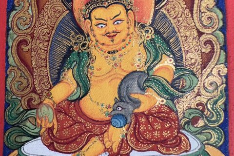 编号118-9317039：彩绘小唐卡-黄财神（长方形·5*4CM左右）