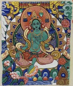 编号118-9317195:彩绘小唐卡-绿度母(长方形·5*4CM左右)