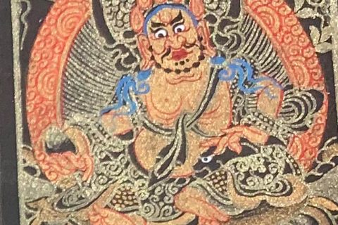 编号118-9384620：黑金小唐卡-黄财神（长方形·5*4CM左右）