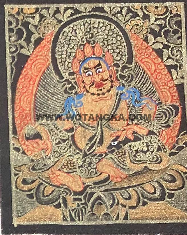 编号118-9384620：黑金小唐卡-黄财神（长方形·5*4CM左右）