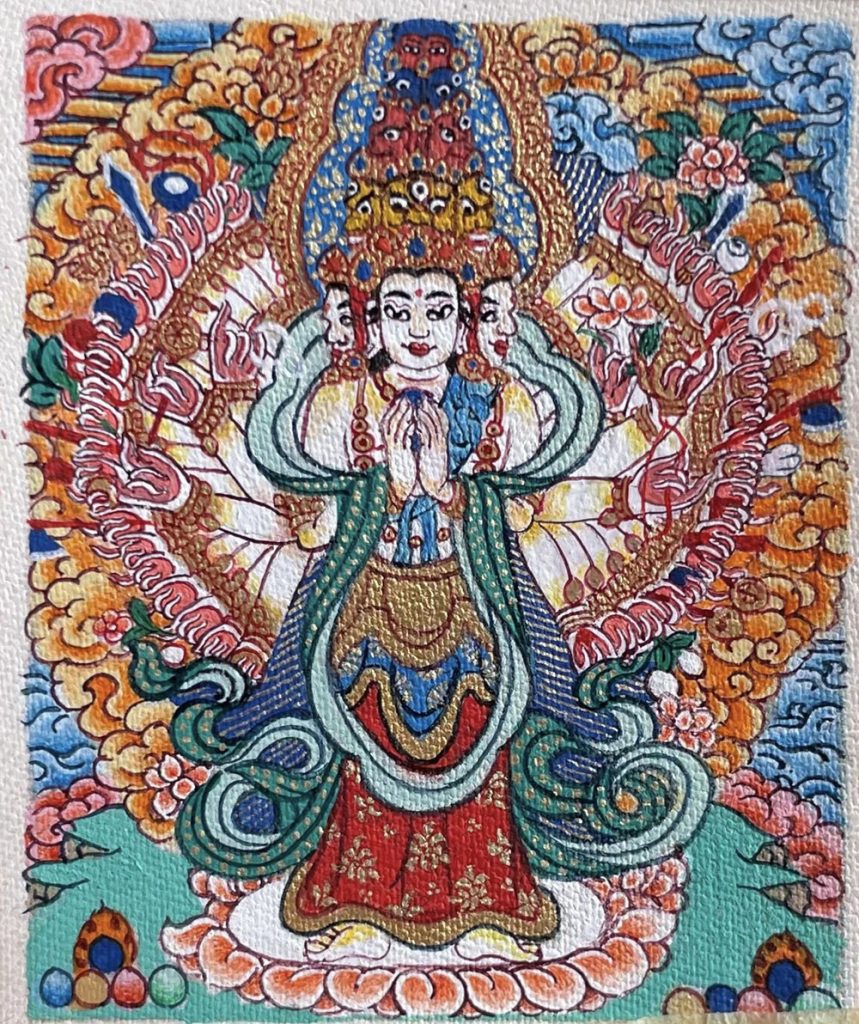 编号118-9393820：彩绘小唐卡-千手观音（长方形·5*4CM左右）