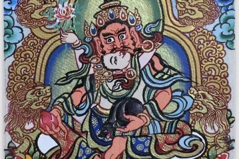 编号118-9498506：彩绘小唐卡-红财神（长方形·5*4CM左右）