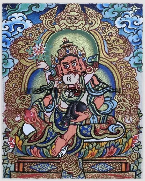 编号118-9498506：彩绘小唐卡-红财神（长方形·5*4CM左右）
