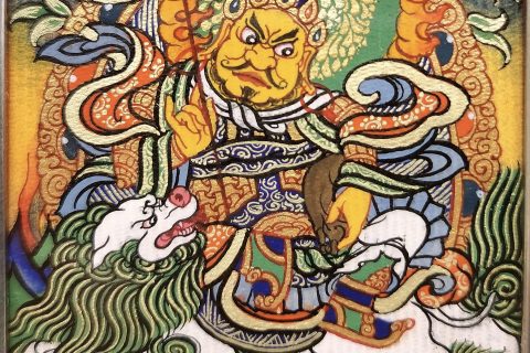 编号118-9851248：彩绘小唐卡-财宝天王（长方形·5*4CM左右）