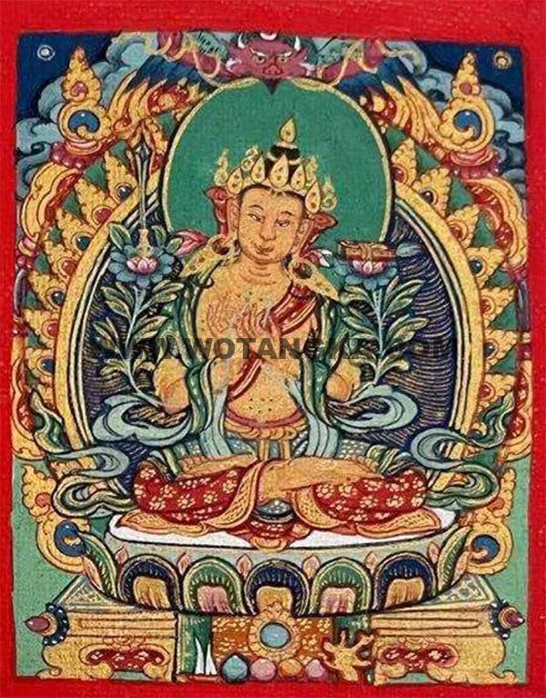 编号118-9951836：彩绘小唐卡-文殊菩萨（长方形·5*4CM左右）
