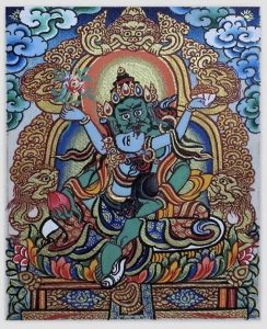 编号118-9970288:彩绘小唐卡-绿财神(长方形·5*4CM左右)