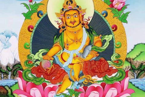 编号138-113018：彩绘唐卡-黄财神（63*48CM左右）