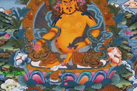 编号138-136512：彩绘唐卡-黄财神·五方财神（75*53CM左右）
