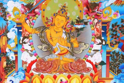 编号138-148533：彩绘唐卡-文殊菩萨（98*68CM左右）