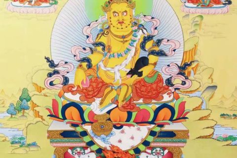编号138-175546：彩绘唐卡-黄财神·五方财神（76*51CM左右）