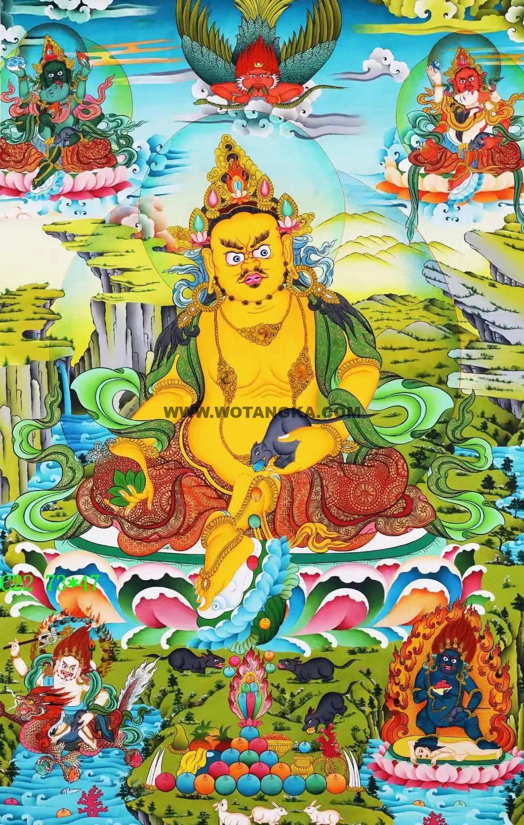 编号138-195491:彩绘唐卡-黄财神·五方财神(73*47CM左右)