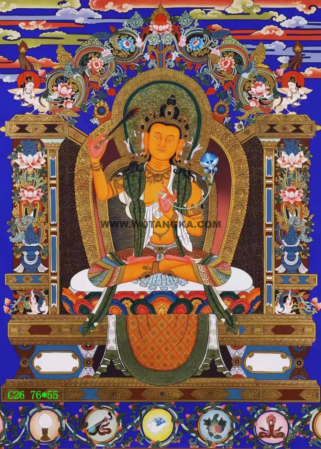 编号138-248338：彩绘唐卡-文殊菩萨（76*55CM左右）