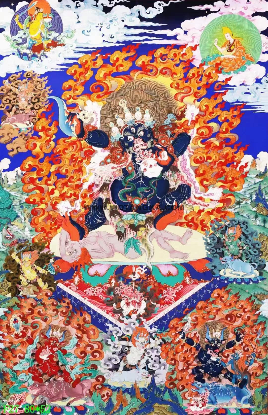 编号138-259844：彩绘唐卡-二臂玛哈嘎拉（80*52CM左右）