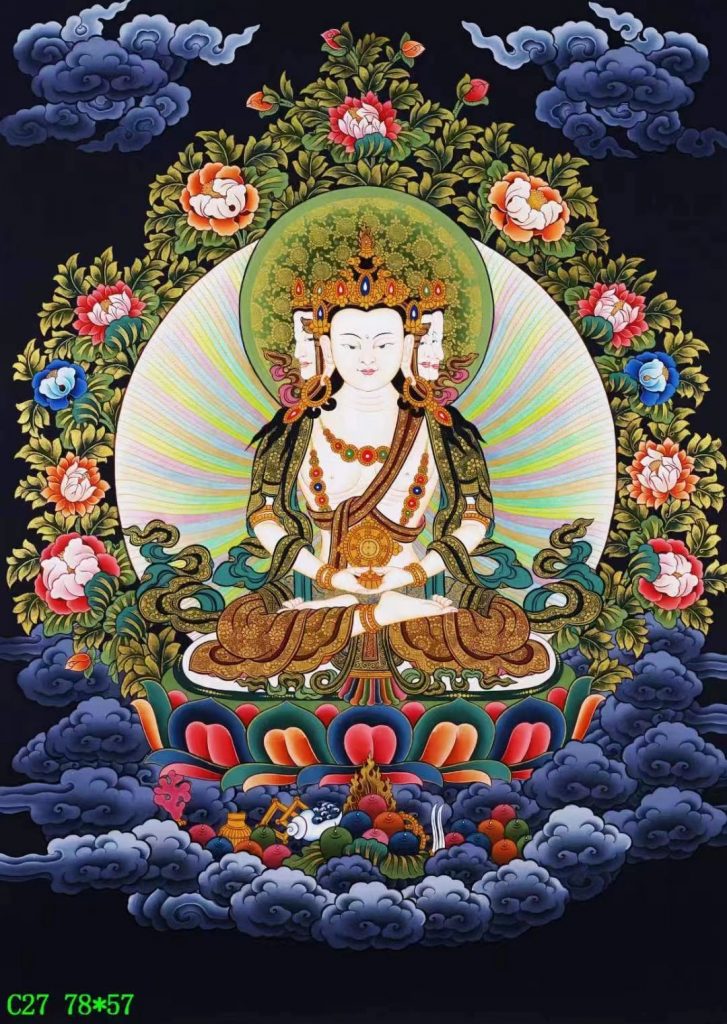 编号138-310623：彩绘唐卡-四面大日如来（78*57CM左右）