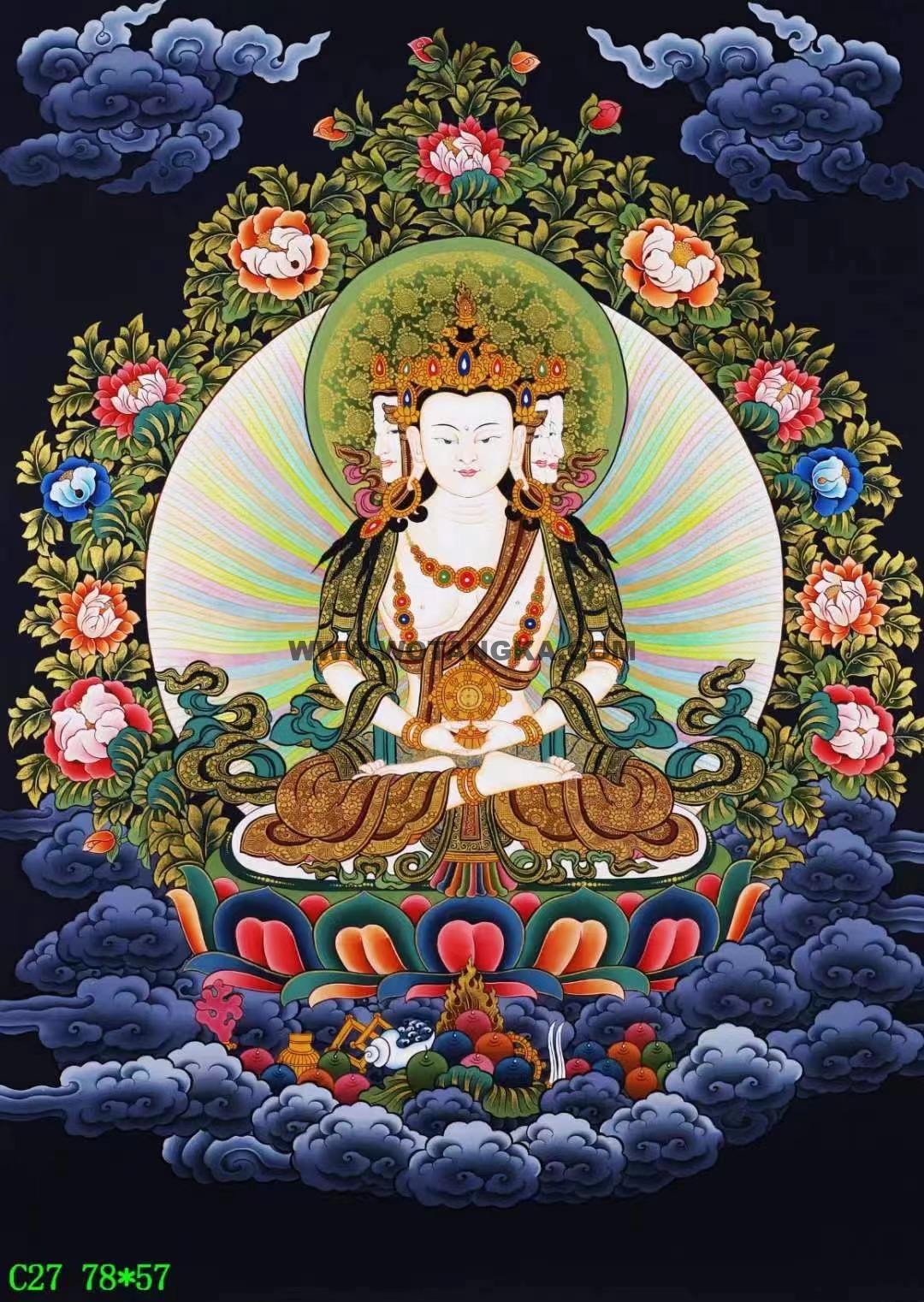 编号138-310623:彩绘唐卡-四面大日如来(78*57CM左右)