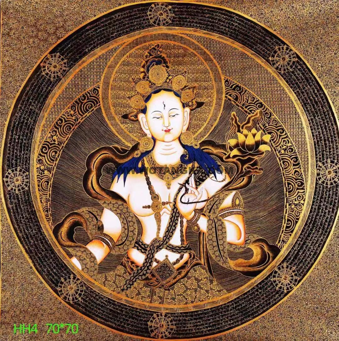 编号138-314492:黑金唐卡-白度母坛城(70*70CM左右)
