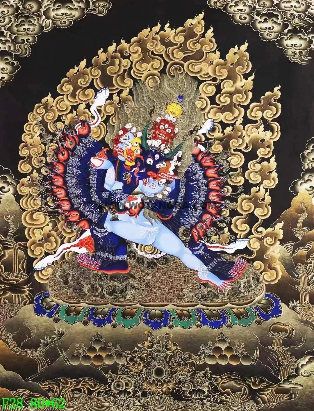 编号138-343621：黑金唐卡-大威德金刚（80*62CM左右）