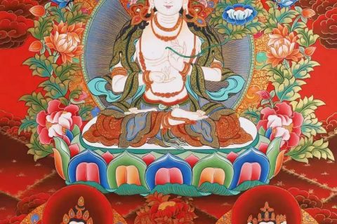 编号138-351980：红金唐卡-大势至菩萨（75*51CM左右）