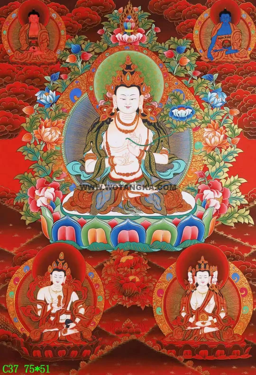 编号138-351980:红金唐卡-大势至菩萨(75*51CM左右)