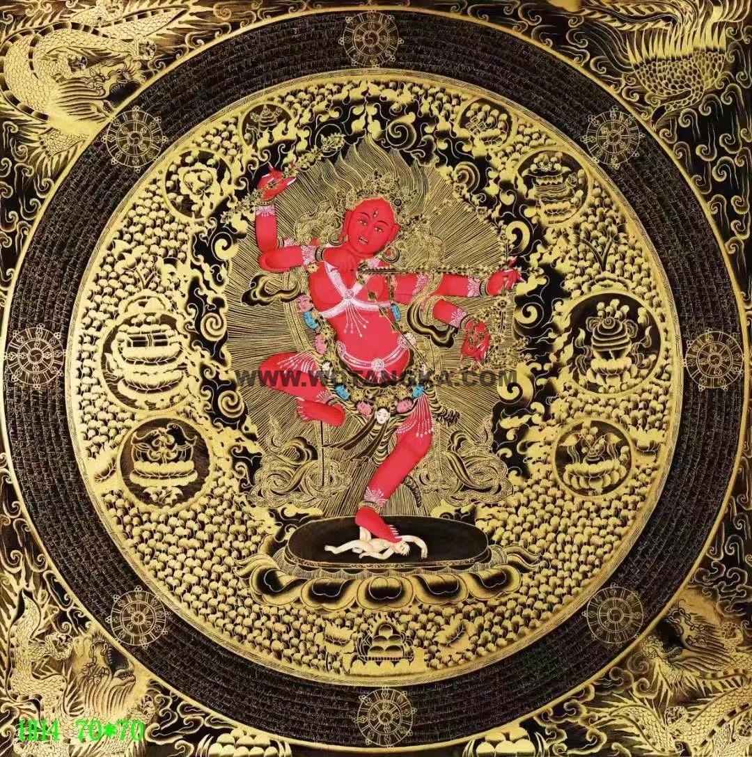 编号138-381704:黑金唐卡-作明佛母(70*70CM左右)