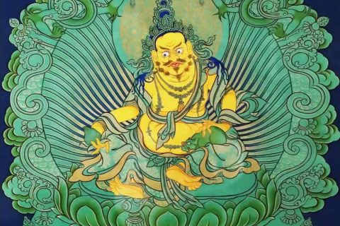 编号138-447296：绿金唐卡-黄财神（70*50CM左右）