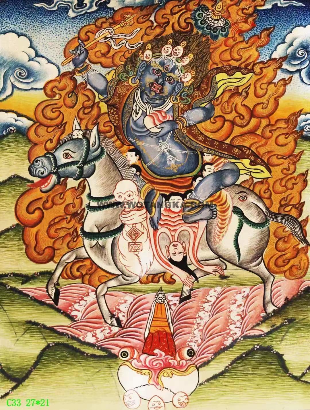 编号138-496444：彩绘唐卡-吉祥天母（27*21CM左右）