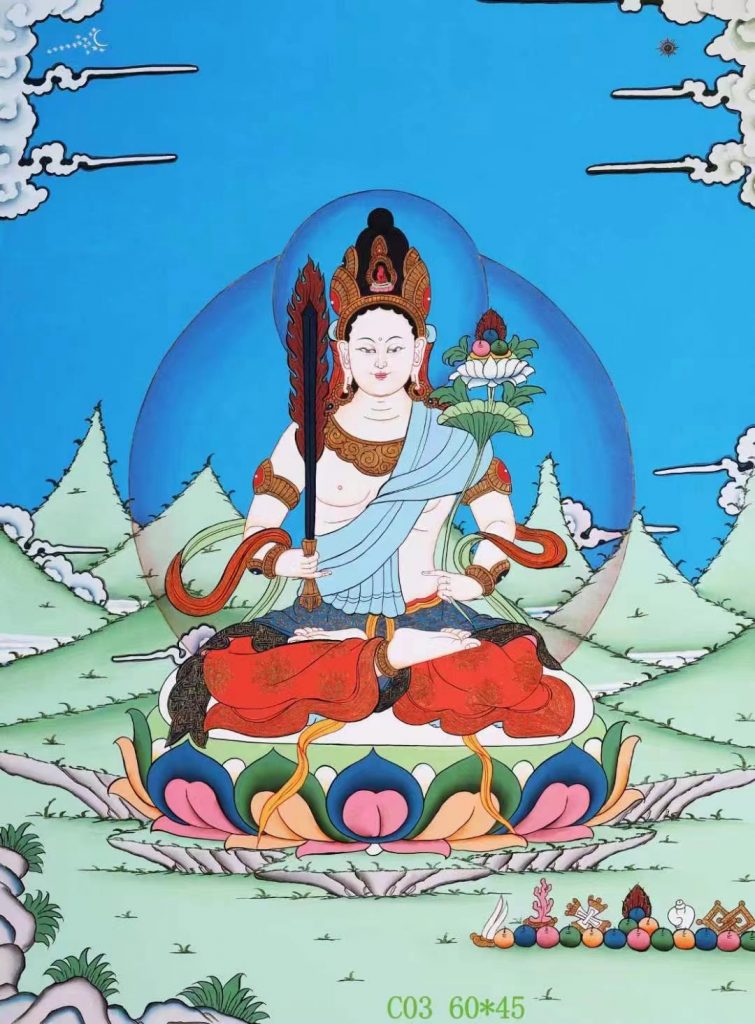 编号138-520266：彩绘唐卡-虚空藏菩萨（60*45CM左右）